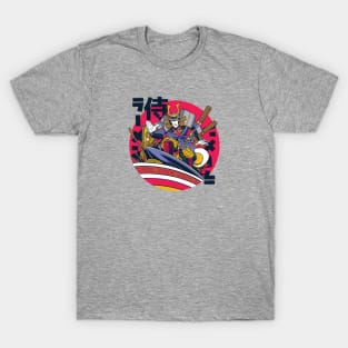 Samurai Surfing in a Bowl of Ramen T-Shirt